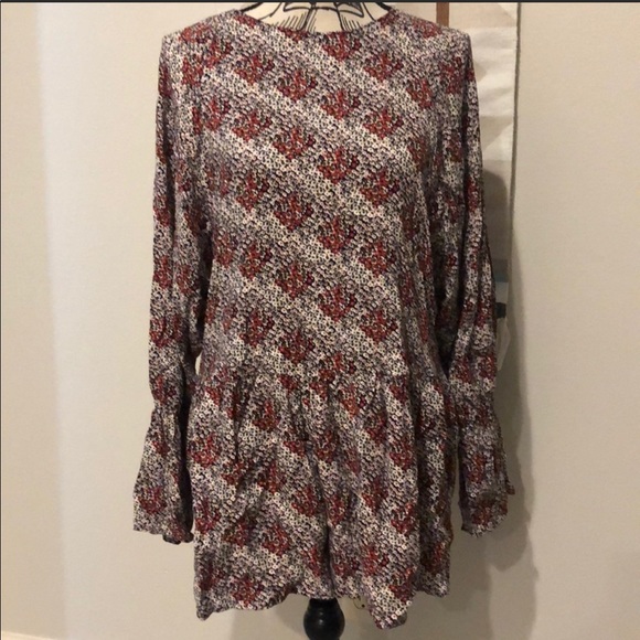 Zara Other - NWT Small Zara Navy Floral Bell Sleeves Romper